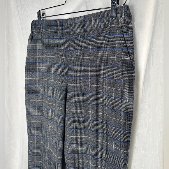 Kasper Relaxed Fit Tailored Pants Small Blue & Gray Plaid Pull On Elastic Waist - Picture 6 of 17